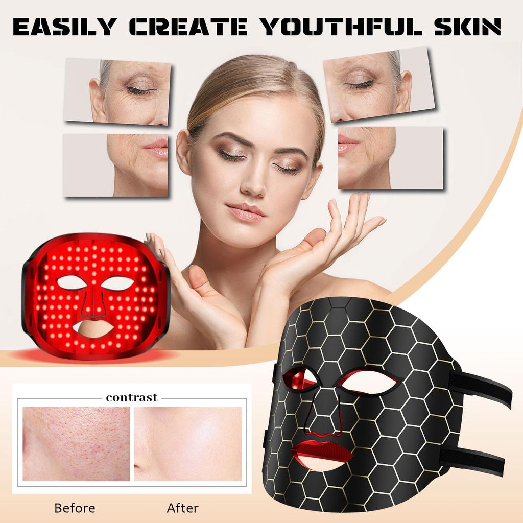 LED Mask , Red Light , Facial Skin Care Mask, Black