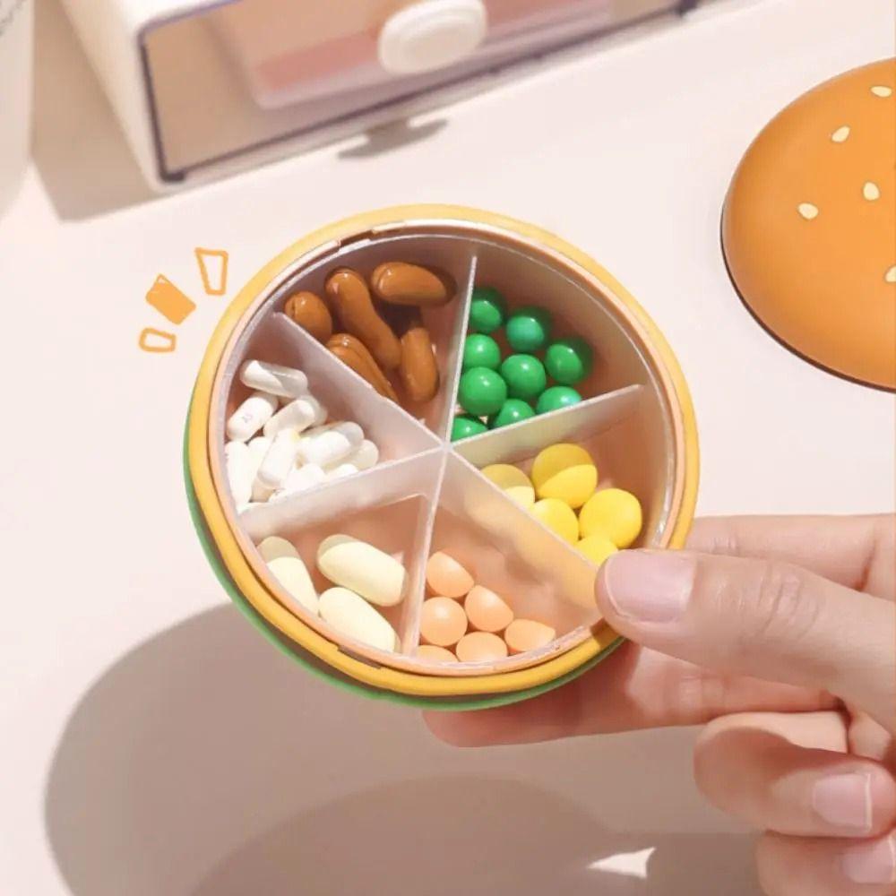 2/3/6 Grid Hamburger Pill Box Sealed Mini Hamburger Storage Case Elderly
