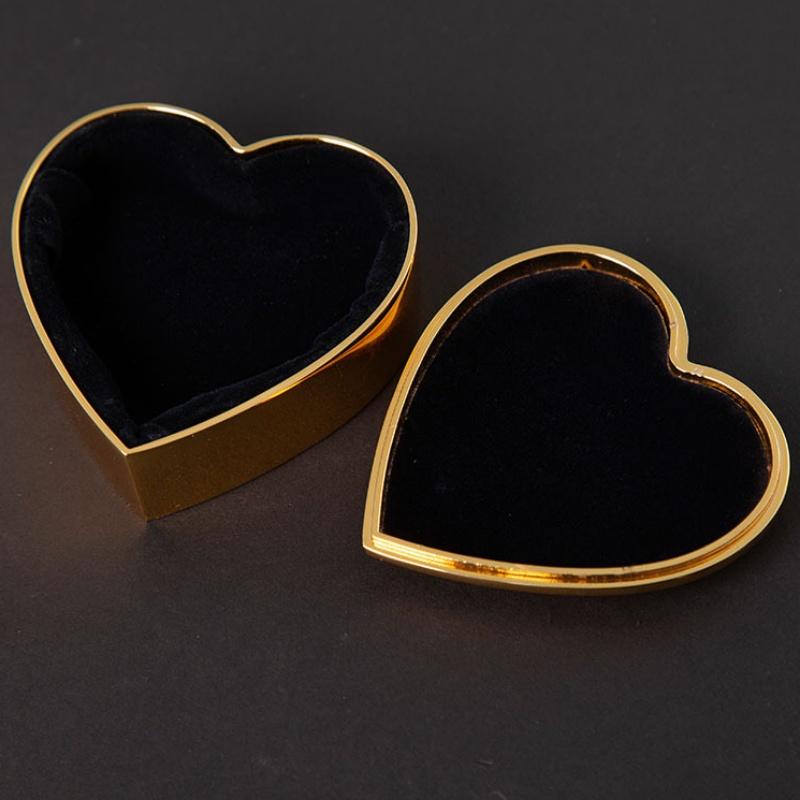 Metal Heart Shape Jewelry Storage Box Organizer Exquisite Earrings Ring Storage Jar Dresser Display Couple Unique Festival Gift