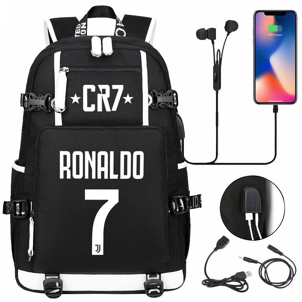 Football Star Usb Headset, Youth School Bag, Men S And Women S Leisure Travel Backpack 47CMX30CMX15CM