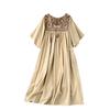 Women's Clothing Retro Belly Covering Slim Looking Dress Embroider