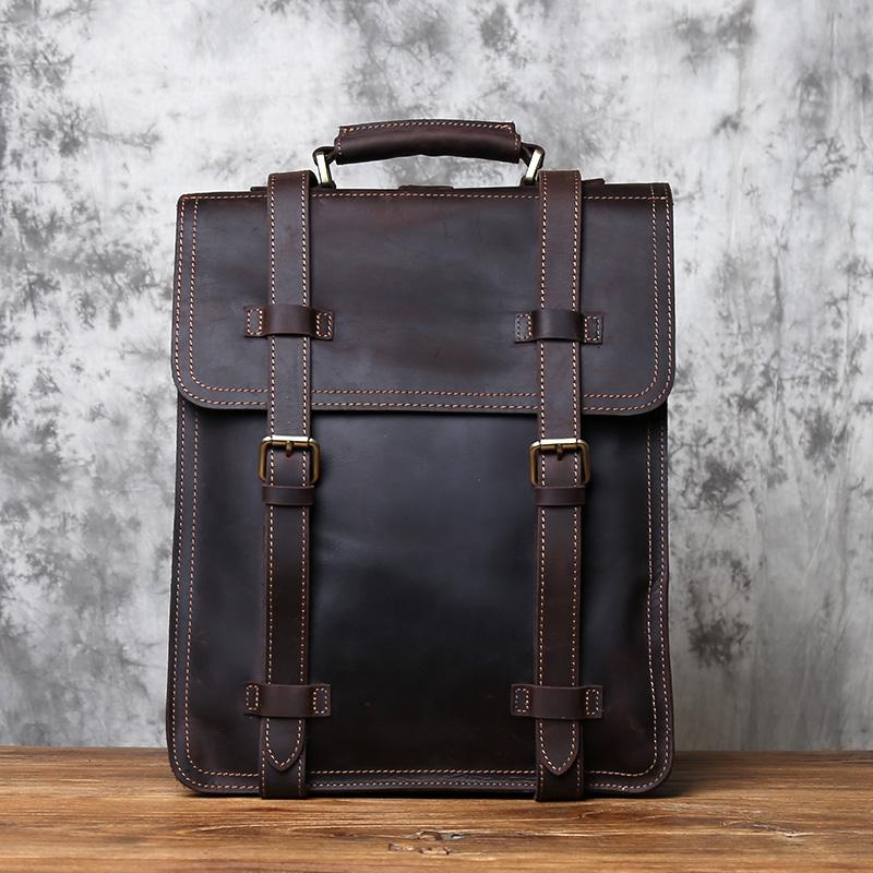 

NZPJ Vintage Genuine Leather Men s Shoulder Bag Top Layer Cowhide Crossbody Bag Crazy Horse Leather Handheld Briefcase Laptops темно-коричневого