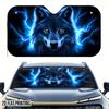1Pcs Thunder Wolf Pattern Windshield Sunshade UV Rays Heat Blocker Keeps Vehicle Cool Unique Design Fit Sedans SUVs Trucks RVs