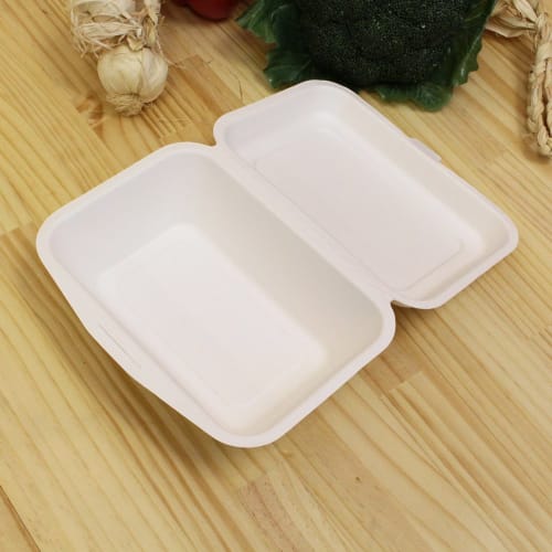 Nakamura ECO Sugarcane Fiber Food Packs (Commercial Use), Large (600ml Capacity), 50 Count, White