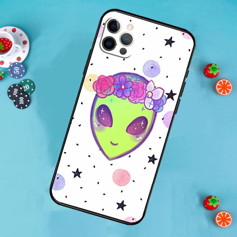 Alien Kawaii Art Phone Case For iPhone 17 Air 15 14 13 12 11 16 Pro Max 13 12 Mini 15 16 Plus 16e Cover Funda