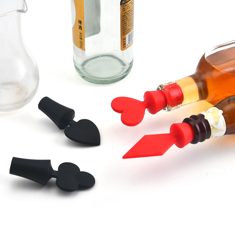Cork Stopper Fresh Wine Keeper Bottle Plug Poker Shaped Wine Stoppers Silicone Red Wine Bottle Cap