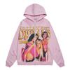 V125 Vale DREAM VALLEY Zip Up Hoodie Hot Stamping Pink Cardigan Sweatshirt