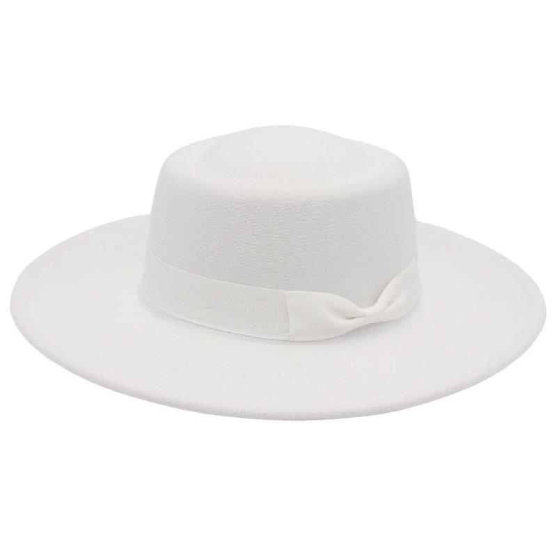 

Вовняний фетровий капелюх у корейському стилі з кашеміровим бантом Adult (57-60cm) білий