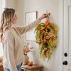 Autumn Door Swag Artificial Fall Teardrop Swag, Faux Pumpkins Berries Pinecones Leaves Indoor Outdoor Thanksgiving Ornaments Harvest Wreath for Front