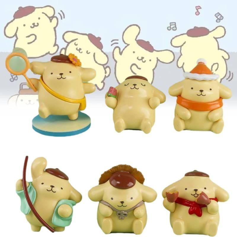 Charming Yellow Pudding Dog Pvc Figurine Set Perfect For Desk Decoration