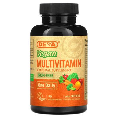 Deva, Vegan Συμπλήρωμα Πολυβιταμινών & Μετάλλων, Χωρίς Σίδηρο, 90 Επικαλυμμένα Δισκία