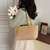 2026 Summer Straw Woven Tote Bag Women's Single Shoulder Bag Large Capacity Vacati Handbag Soft Polyester Zipper Closure