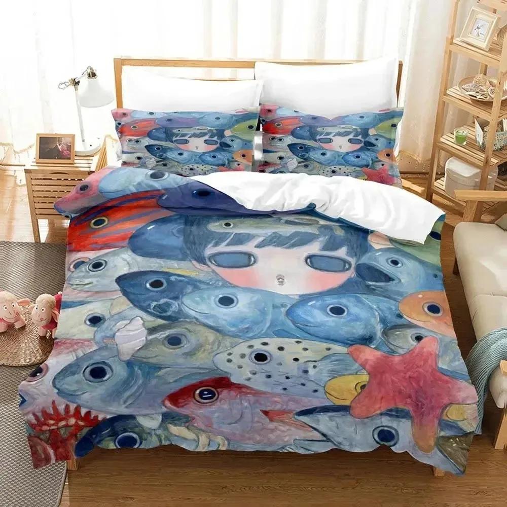 Anime Aya Takano Bedding Set Duvet Cover Bed Set Quilt Cover Pillowcase Comforter King Queen Size Boys Adult Bedding Set