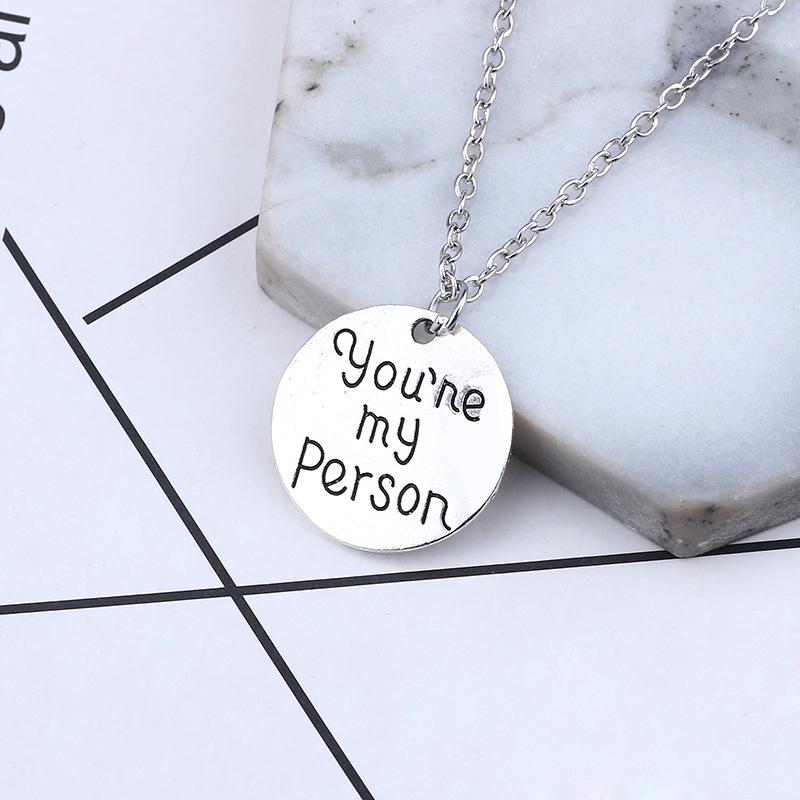 Fashion Round Medallion Neck Chain with YOU ARE MY PERSON Letters Creative Lover Necklace