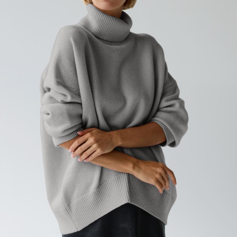 

IHUASU Женский утолщенный трикотаж осенне-зимний свободный джемпер с высоким воротом L серый