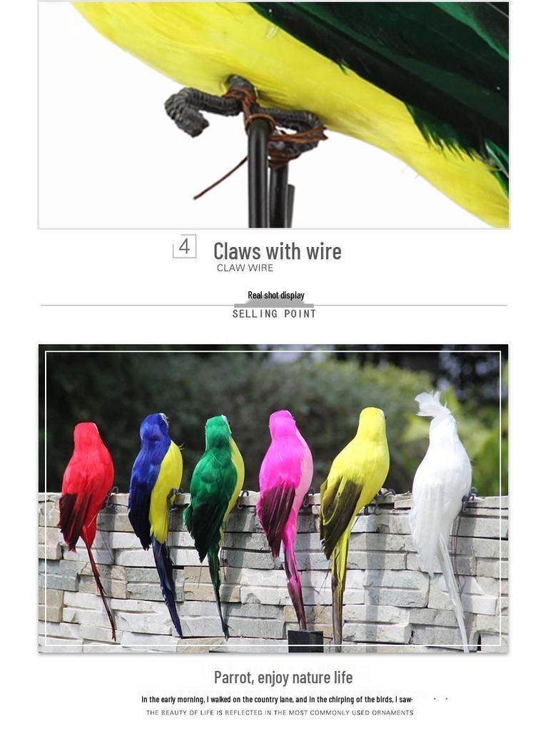 Grüner Ara Feder Simulationsvogel für Gartendekor, 25CM & 35CM