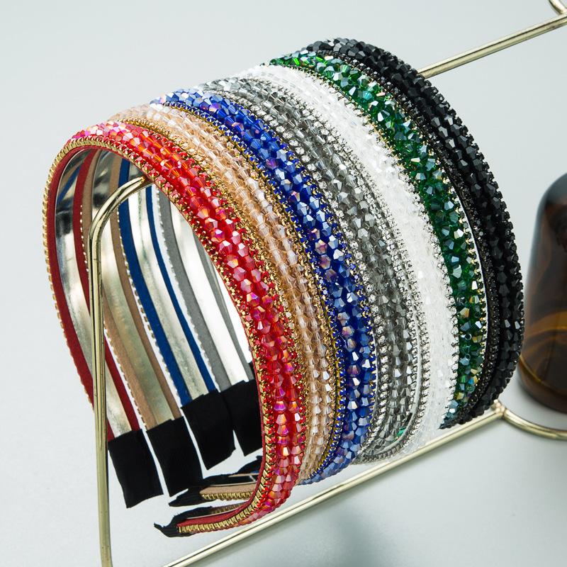 

Женская красочная повязка на голову со стразами и кристаллами в стиле барокко, универсальные аксессуары для волос