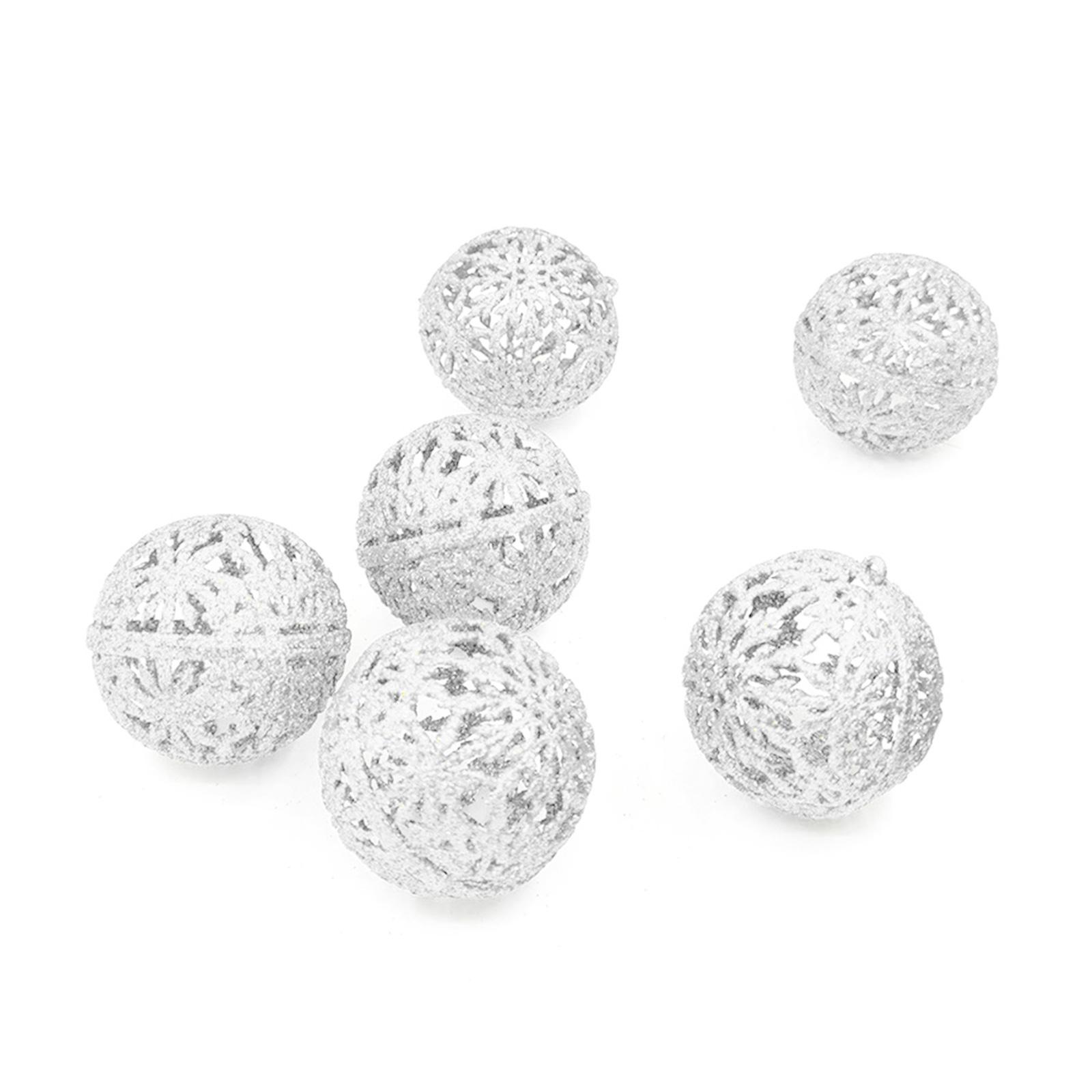 

6Pcs Glittering Hollow Christmas Ball Ornament 55mm Shatterproof Decorative Baubles For Christmas Tree Decorations белый