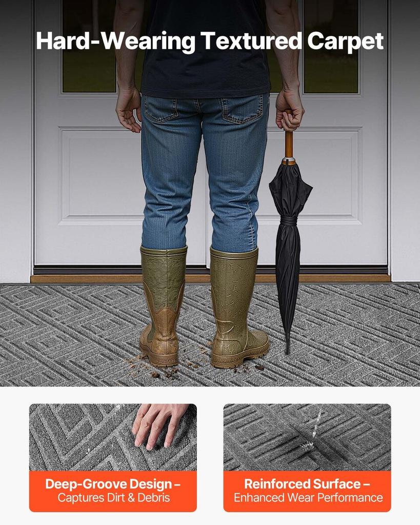Front Door Mat, 1562 x 914 mm Commercial Floor Mat for Indoor and Outdoor, Modern Stylish Carpet with TPE Backing, Heavy Duty Washable Entry