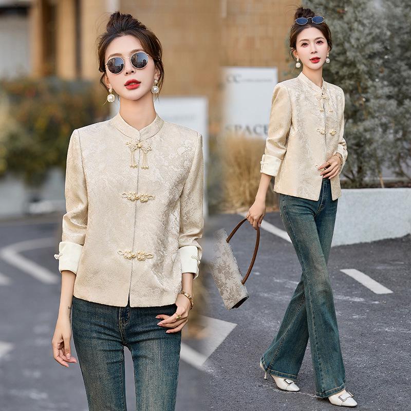 

Женская тонкая корейская короткая куртка в стиле ретро с китайскими пуговицами - весна/осень RX8941 M (105-115 lbs)