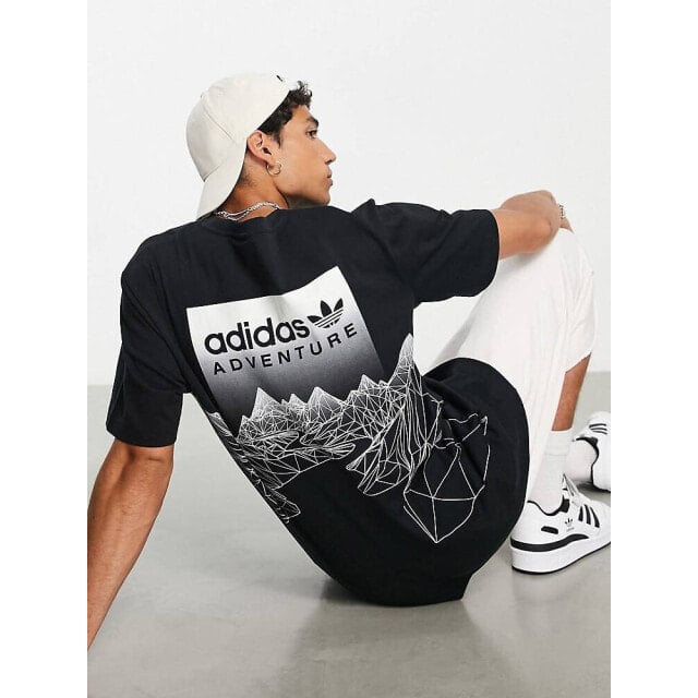 

Черная футболка с горным принтом на спине adidas Originals Adventure
