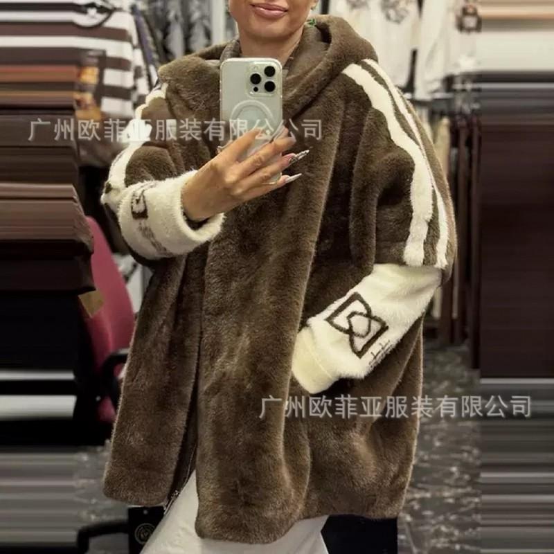 Womens Oversized Hooded Casual Jacket With Color Block Design Cotton Denim Loose Fit Long Sleeve Fall 2025