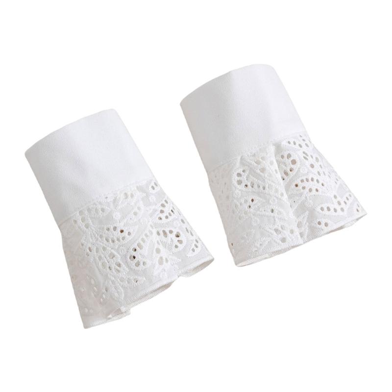 Broderi Spets Falska Ärmar Dam Dekorativa Ärmar Avtagbara Handledsmanschetter