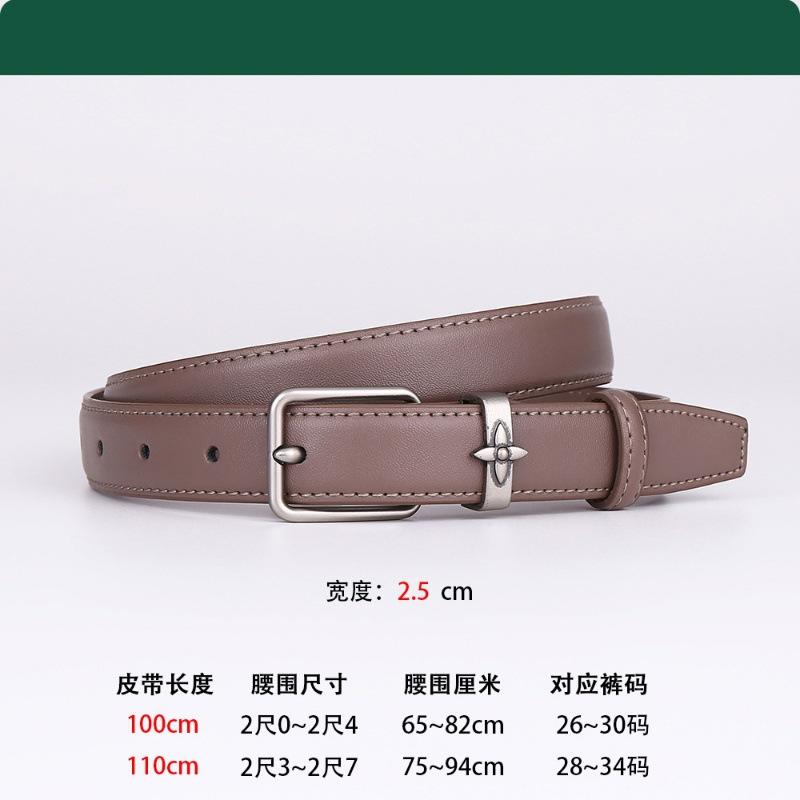 Premium Women'S Belt Leather Cowhide Pin Buckle Small Flower Alloy Belt Business Belt