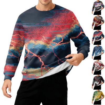 Herren Rundhals Fleecegefüttert Dick Warm Sweatshirt