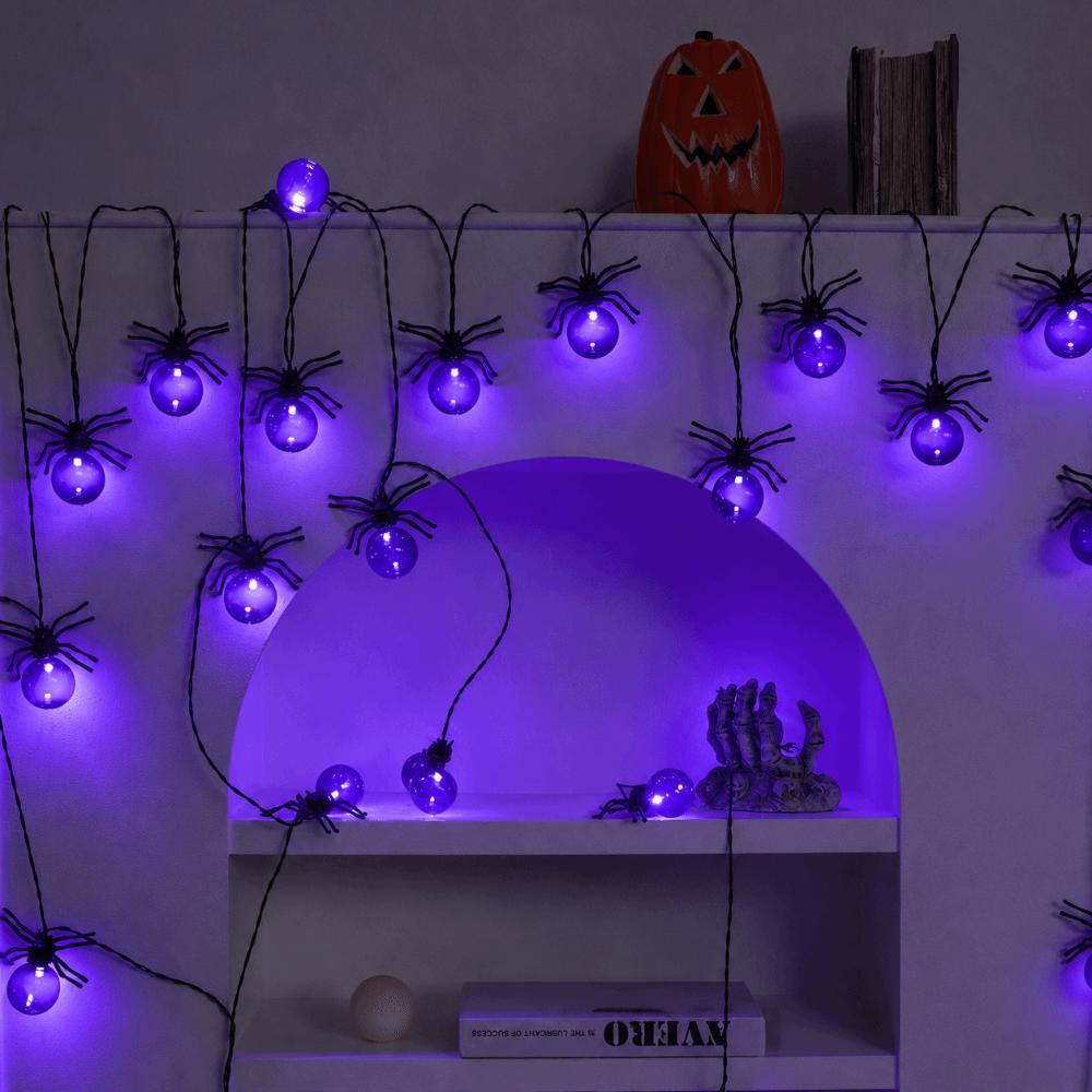 Spider Shaped LED Halloween String Lights Bat Shaped Yard Decor Lights  Yard Decor