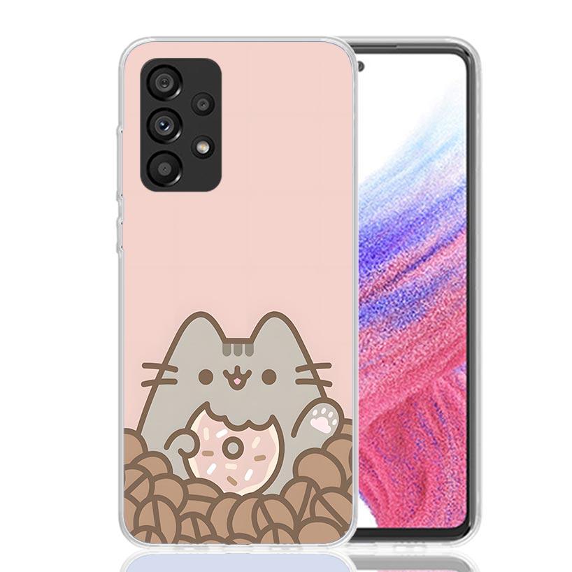 Cartoon P-Pusheen Cat Case Phone Cover for Samsung Galaxy A12 A22 A32 A42 A52 A72 A50S A51 A41 A31 A21S A40 A30S A20E A10 A70 A7