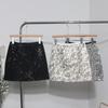 High-Waist Sequin Tweed A-Line Skirt - Anti-Exposure Design