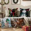 Fantasy And Quirky Animal Christmas Second Pillow Case Silky Short Plush With Invisible Zipper Dustproof Sofa Cushion Cover