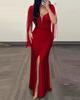 Cross-Border Fashion Sequin Bodycon Dress with Round Neck, Slit, Tassel Sleeves, and Ruched Design