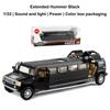 1:32 Legering Verleng Hummer Limousine Auto Model Metalen Diecasts Voertuigen Met Geluid Licht Pull Back Auto Collectie Speelgoed Kinderen Geschenken