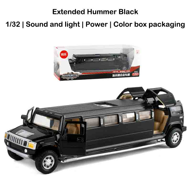 1:32 Legierung verlängern Hummer Limousine Automodell Metall Druckguss Fahrzeuge mit Sound und Licht Pull Back Auto Sammlung Spielzeug Kinder Geschenke