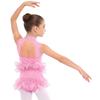 Collant de Dança Feminino Sem Mangas Patchwork de Renda Recorte de Pena nas Costas Brilhantes Strass Color Block