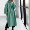 Felpa con cappuccio oversize ispessita da donna alla moda, abito lungo a maniche lunghe a tinta unita, abbigliamento autunno-inverno