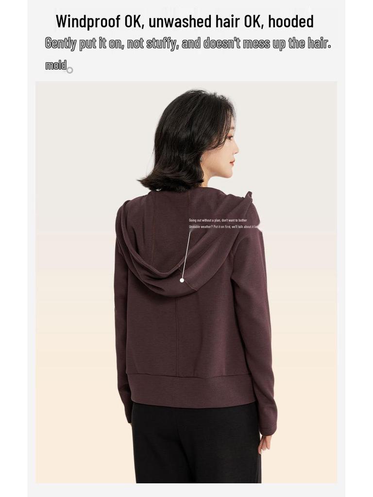 Giacca con Cappuccio in Tessuto Air Layer da Donna - Cardigan a Maglia Larga Autunnale Felpa