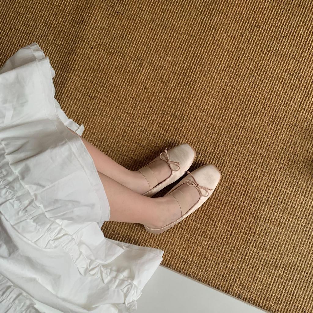 Korean Simple Style Elastic Belt Buckle Inner Height Increase Mary Jane Ladyshoes Spring and Autumn Ballet Single Shoes Are Not Tired Feet Small Lea