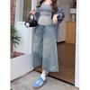 Women's Summer Maternity Denim Shorts, Thin Style, Plus Size, Loose Slimming Wide Leg, Three-Quarter Length.