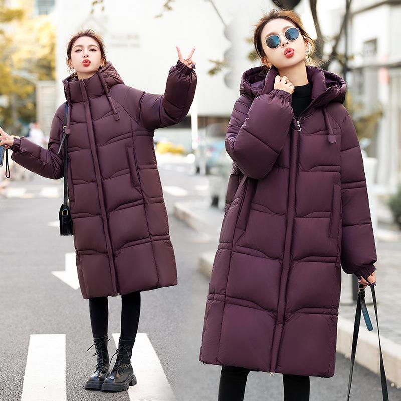 Winter new fashionable versatile simple cotton-padded clothes women's long models over the knee thickened Chinese opera warm student clothes
