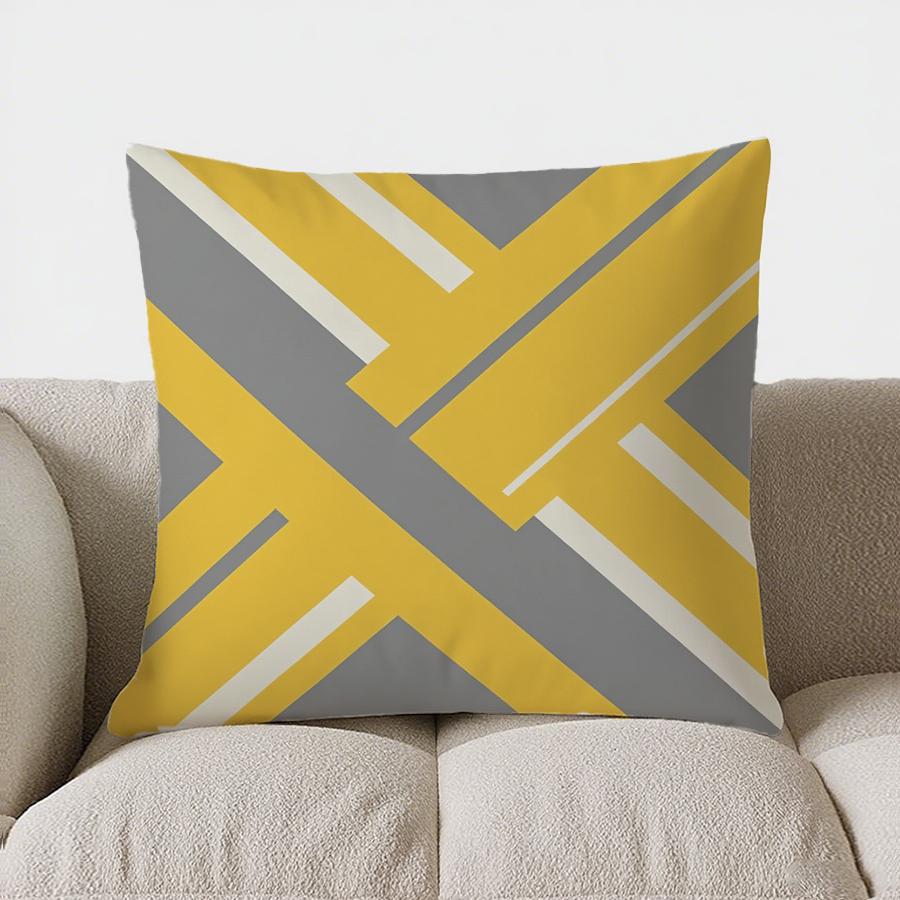 Home Decor Modern Yellow And Gray Striped Pillow Cover Pattern Cushion Cover Suitable For Sofa Bedroom Car Pillow Cover