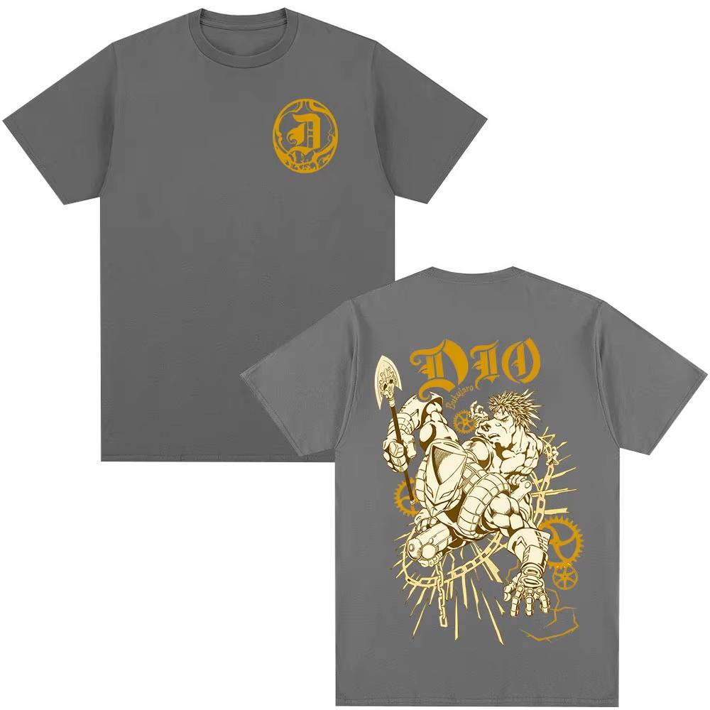 This Eye-catching JoJo’s Bizarre Adventure Dio Brando & The World Graphic T-Shirt Boasts Bold Golden Artwork Perfect For Die-hard Anime Fans T-Shirt