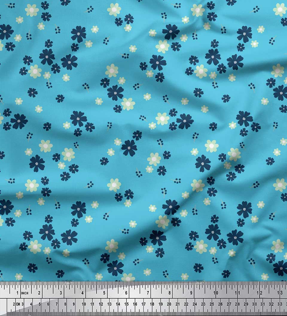 

Soimoi Red Japan Crepe Satin Fabric Artistic Floral Printed Craft Fabric by the metre 42 Inch 42 Inch Wide - Poly Crepe синій