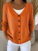 Women's Solid Color Loose Knit Button Cardigan - Casual European & American Style 2025
