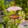 Umbrella-Shaped Bird Feeder Rustic Outdoor Wildbird Feeder with Rain Guard Decorative Hanging Platform Seeds Tray for Courtyard Balcony