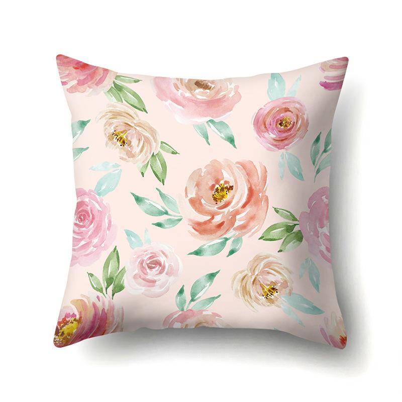 Polyester Kissenbezug Dekorative Blumen Haus Pflanze Druck Kissenbezug Lendenkissen Sofa Kissenbezug