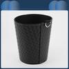 INFINAUTO Car Trash Front Rear Seat 5.1" Wide 5.9" Tall Auto Trash Bin Four Leather Weave Pattern Black Hanging