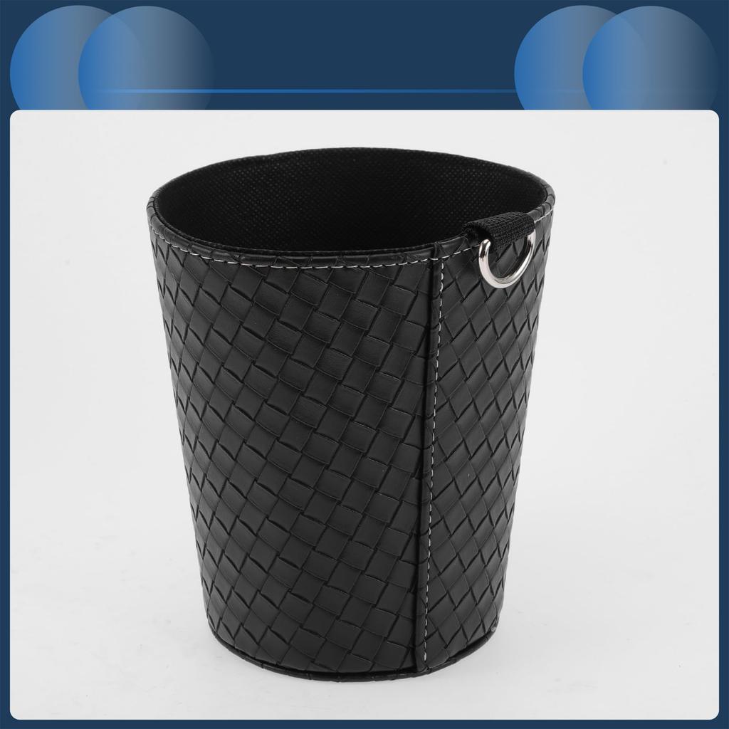 INFINAUTO Car Trash Front Rear Seat 5.1" Wide 5.9" Tall Auto Trash Bin Four Leather Weave Pattern Black Hanging